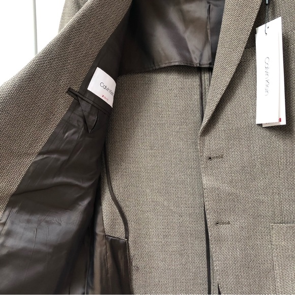 NWT Calvin Klein slim fit Mens wool blend blazer textured brown sport coat 40R - Picture 6 of 12
